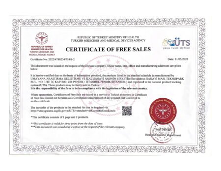 Certificate of Free Sales